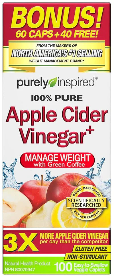 PURE ZEN'- 100% PURE APPLE CIDER VINEGAR 100 TABS.