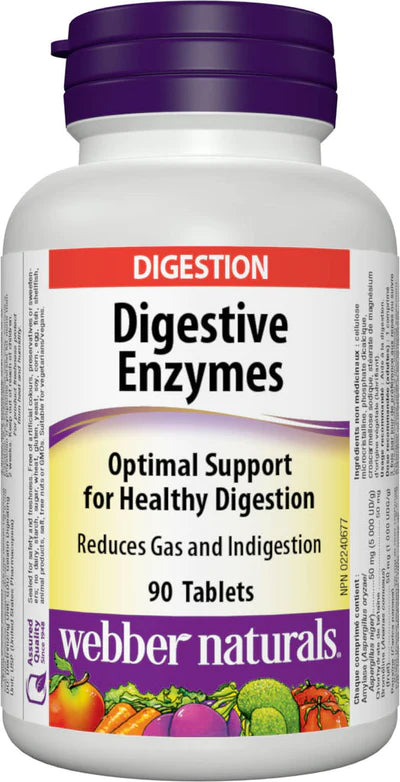 WEBBER NATURALS DIGESTIVE ENZYMES FOR PROTEINS AND CARBOHYDRATES, 90 TABLETS