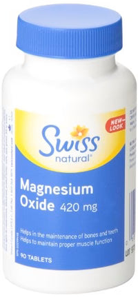 SWISS NATURAL- MAGNESIUM OXIDE 420 MG. 90 TABS.
