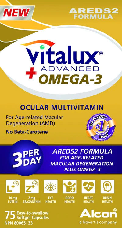 VITALUX ADVANCED PLUS OMEGA-3 AREDS2 FORMULA OCULAR MULTIVITAMIN, 75 SOFTGEL CAPSULES