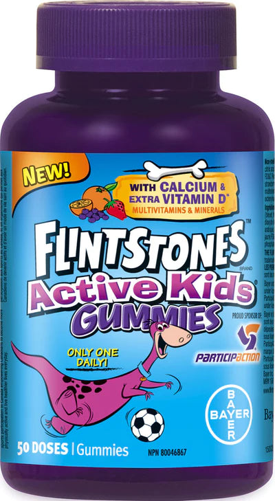 FLINTSTONES ACTIVE KIDS CALCIUM AND EXTRA VITAMIN D, 50 GUMMIES