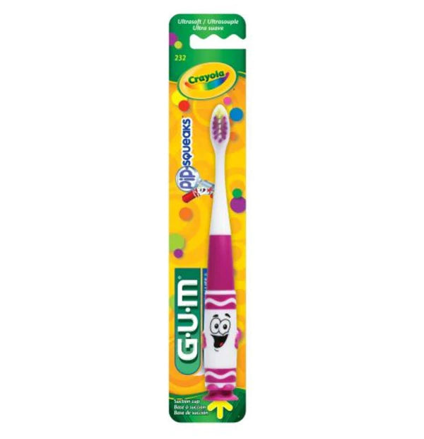 GUM CRAYOLA PIP-SQUEAKS KIDS TOOTHBRUSH - ULTRASOFT OF EACH CHARACTER), (1 COUNT)