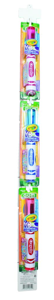 GUM CRAYOLA KIDS' POWER TOOTHBRUSH WITH TRAVEL CAP, AGES 3+, ASSORTED COLORS
