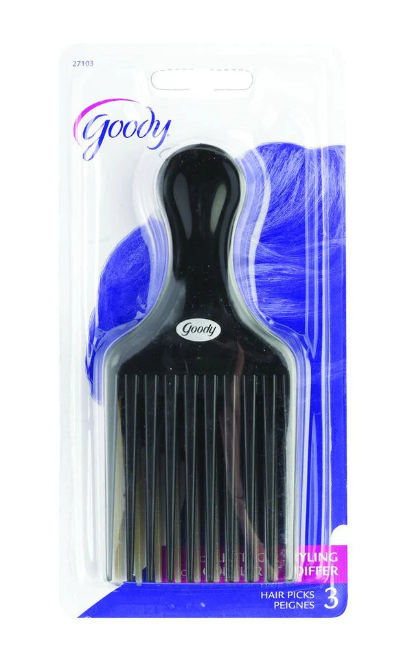 GOODY COMB & LIFT HAIR PICK, ASSORTED COLORS, 3 COUNT