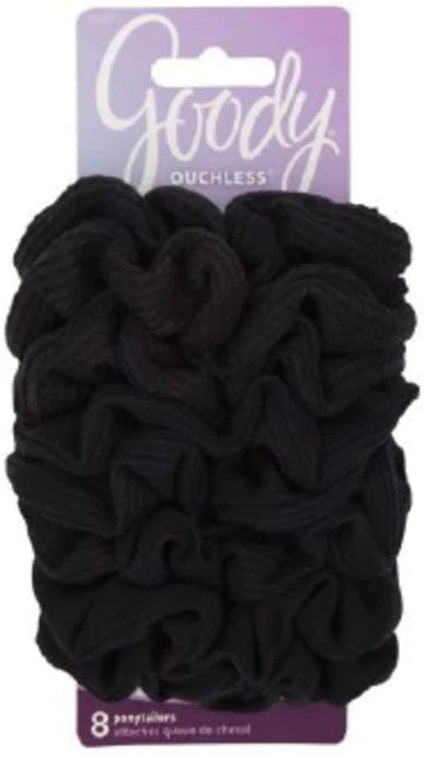 GOODY HAIR OUCHLESS PAINFREE WOMEN'S HAIR SCRUNCHIE, BLACK, 8 COUNT