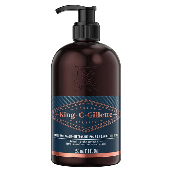 KING C. GILLETTE MEN'S BEARD AND FACE WASH WITH COCONUT WATER, ARGAN OIL AND AVOCADO OIL, 11OZ (350 ML)