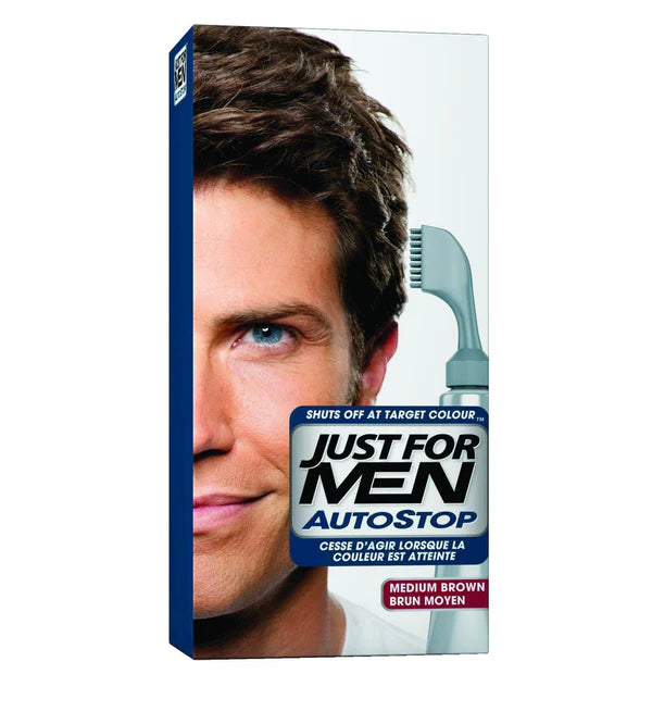 JUST FOR MEN A-35 MEDIUM BROWN AUTOSTOP COMB-IN 12 OUNCE