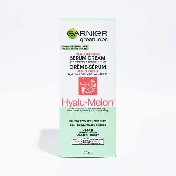 GARNIER SKINACTIVE GREEN LABS HYALU-MELON REPLUMPING SERUM CREAM MOISTURIZER WITH SPF 30 AND HYALURONIC ACID + WATERMELON (PACKAGING MAY VARY)