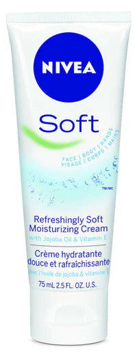 NIVEA SOFT MOISTURIZING CRÃ¨ME - ALL-IN-ONE CREAM FOR BODY, FACE AND HANDS - TRAVEL SIZE - 2.6 OZ. TUBE