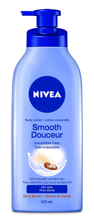 NIVEA SMOOTH IRRESISTIBLE CARE BODY LOTION FOR DRY SKIN, SHEA BUTTER, 625M