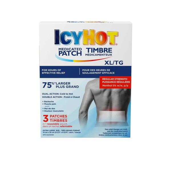 SANOFI ICY HOT EXTRA STRENGTH BACK PATCH, X-LARGE
