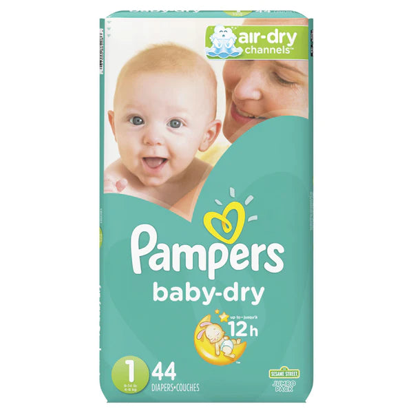 PAMPERS BABY-DRY, DIAPERS, SIZE 1, 44 COUNT