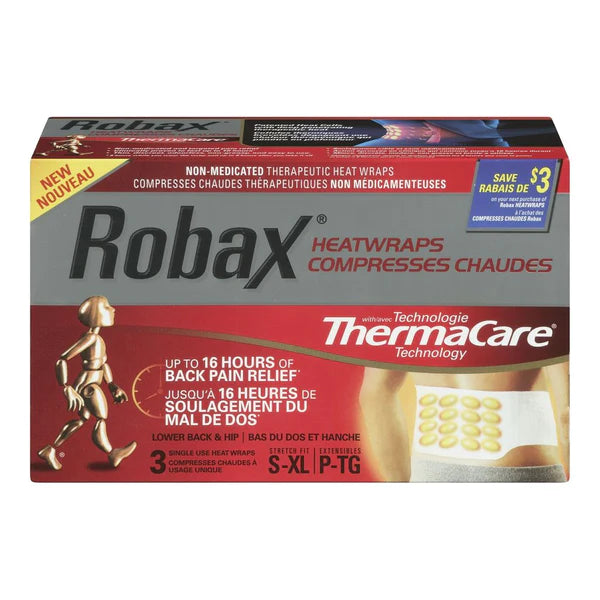 ROBAX HEATWRAPS (3 COUNT), THERMACARE LOWER BACK & HIP, S - XL, NON-MEDICATED PAIN THERAPY