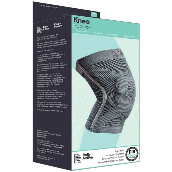 RALLY ACTIVE BRACES AND SUPPORTS KNITTED KNEE SUPPORT AND BRACE WITH GEL STABILIZERS (LARGE)