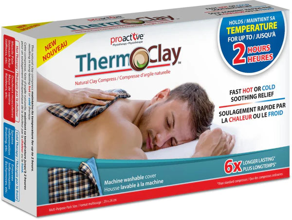 THERM-O-CLAY REUSABLE HOT OR COLD THERAPY PACK FOR INJURIES, SWELLING, INFLAMMATION, MUSCLE SORENESS, SPRAINS AND BRUISES, NATURAL CLAY COMPRESS FOR PAIN RELIEF 12" X 10", INCLUDES WASHABLE COVER