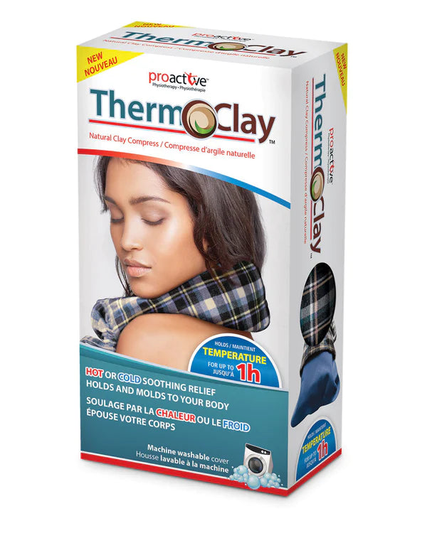 PROACTIVE THERM-O-CLAY REUSABLE HOT OR COLD NATURAL CLAY COMPRESS FOR PAIN RELIEF, STAYS HOT OR COLD FOR UP TO 1 HOUR, FLEXIBLE, EASILY MOLDS TO BODY, INCLUDES WASHABLE COVER