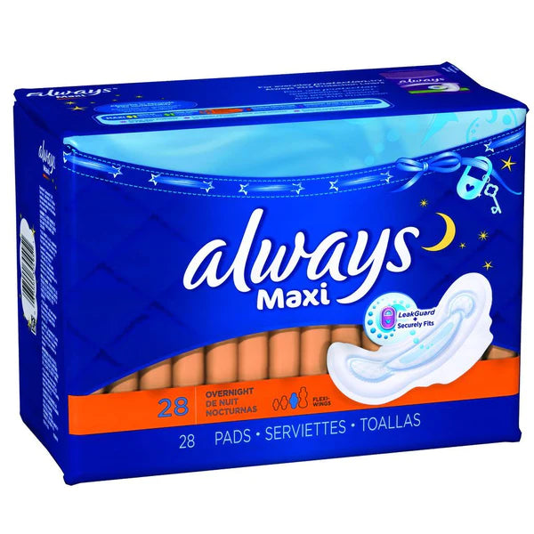 ALWAYS MAXI OVERNIGHT WITH WINGS PADS, 28 COUNT