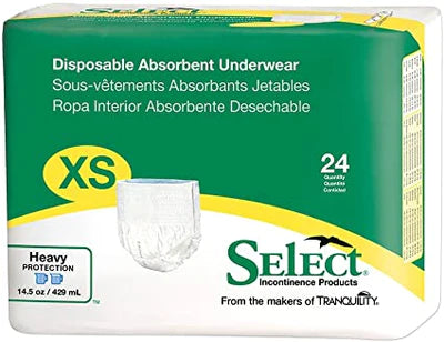 SELECT PULL-ON DISPOSABLE UNDERWEAR SIZE YOUTH (X-SMALL)