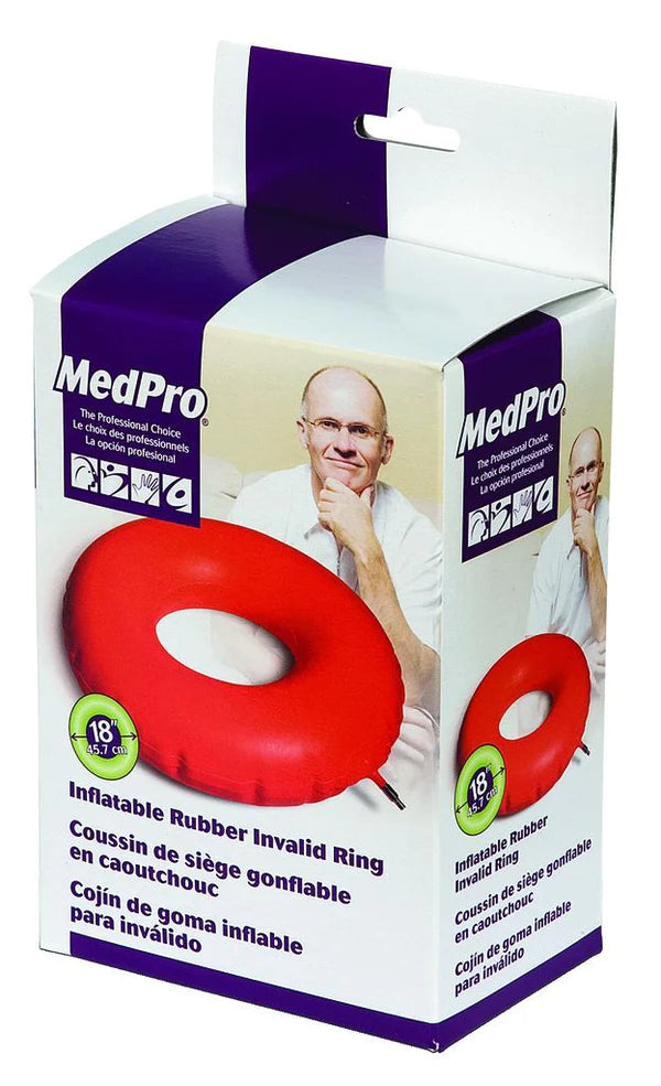 MEDPRO INFLATABLE RUBBER INVALID RING CUSHION, 18 INCH, OPEN RING CENTER THE HELPS DISTRIBUTE WEIGHT EVENLY, SIT COMFORTABLY FOR EXTENDED PERIODS OF TIME