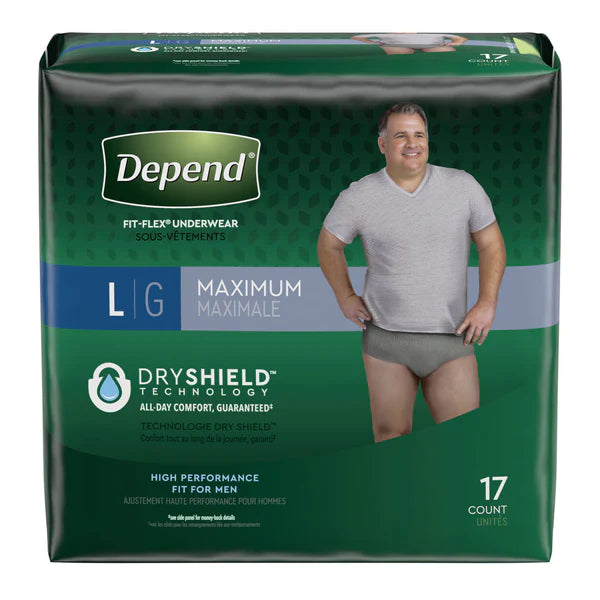 UNDERWEAR, DEPEND MAX ABSRB MEN LG (UNITS PER PACK: 17)