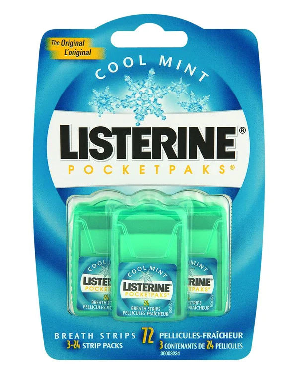 LISTERINE COOL MINT POCKETPAKS BREATH STRIPS KILLS BAD BREATH GERMS, 24-STRIP PACK