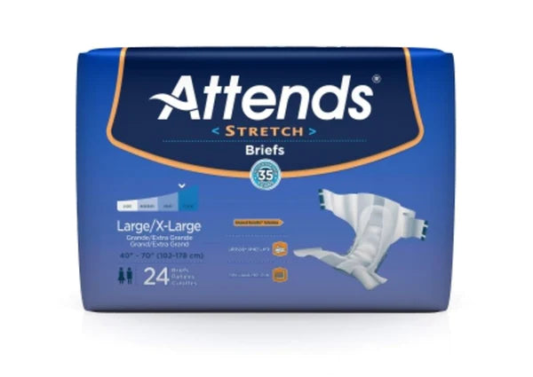 94281324 ADULT INCONTINENT BRIEF ATTENDSSTRETCH TAB CLOSURE LARGE/X-LARGE DISPOSABLE MODERATE ABSORBENCY