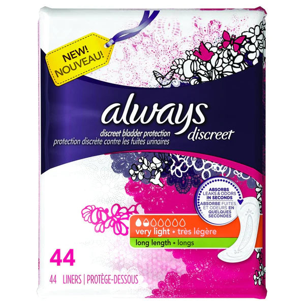 ALWAYS DISCREET BLADDER PROTECTION VERY LIGHT, 44 LINERS.