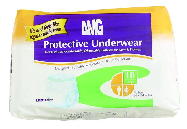 AMG INCONTINENCE UNDERWEAR FOR MEN AND WOMEN, DISCREET, COMFORTABLE ULTRA-ABSORBENT PROTECTION, STAYS DRY WHILE CONTROLLING ODOR, LARGE, 18 COUNT