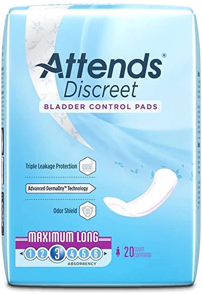 ATTENDS DISCREET BLADDER CONTROL PADS ULTIMATE, HEAVY ABSORBENCY LINER PADS, ADPULT