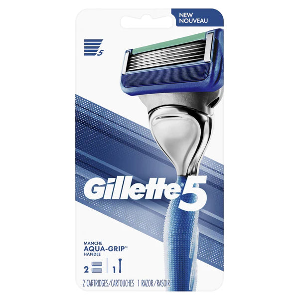 GILLETTE5 MEN'S RAZOR HANDLE + 2 REFILLS