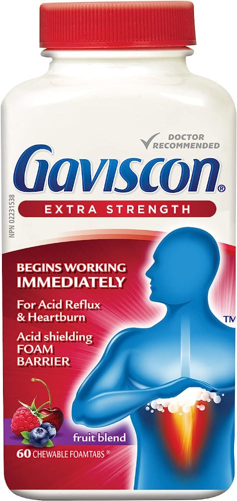 Gaviscon Extra Strength Fruit Antacid 60 Tablets