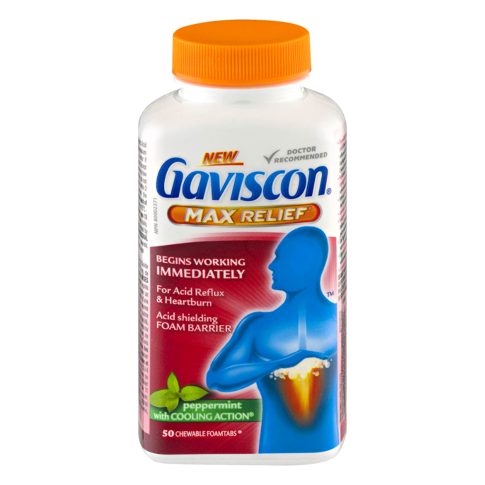 GAVISCON MAX Relief Acid Reflux & Heartburn, 50 chewable foamtabs