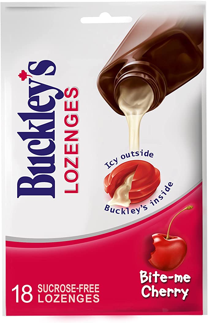 Buckley's Bite Me Cherry Lozenges 4 pack (18 Count each): Soothe Sore Throats and Freshen Breath!