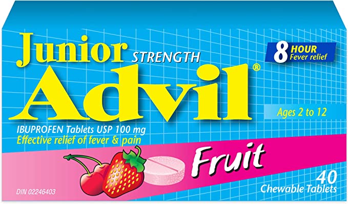 Junior Strength Advil Ibuprofen Tablets USP 100 mg Fruit 40 Chewable Tablets